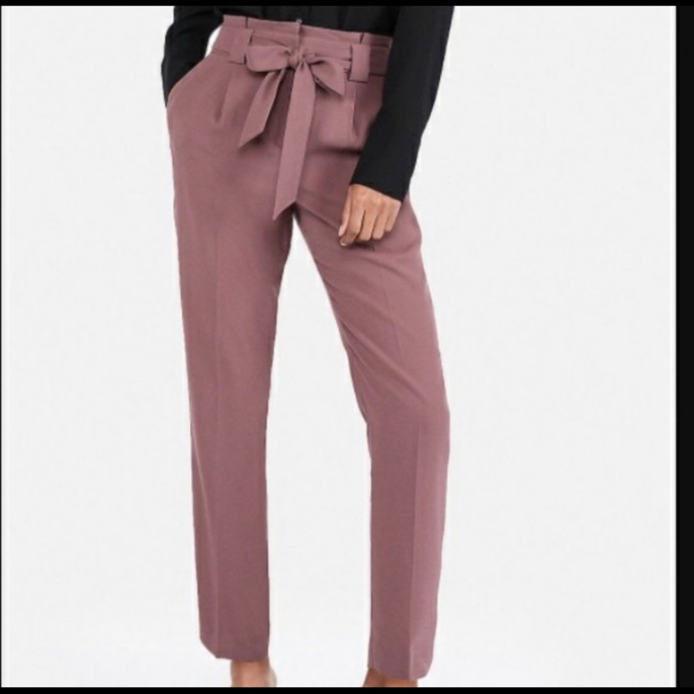 Express High Wasted Paper-Bag Ankle Pant w/ Belt